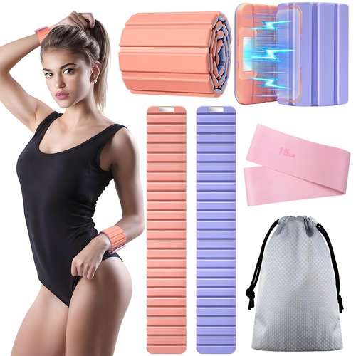 Adjustable Ankle Weights for Women and Men, Strength Training Wrist Weights Set of 2(1Lb Each), Stackable Wrist and Ankle Weights with Magnetic Clasp for Home Gym Workout, Jogging, Yoga & Walking（Pink and Purple）