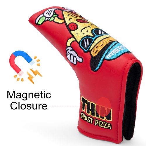 Golf Blade Putter Cover, Pizza Style Elegant Embroidery Premium Leather Blade Putter Headcover Putter Head Covers for Scotty Cameron Ping Taylormade Odyssey