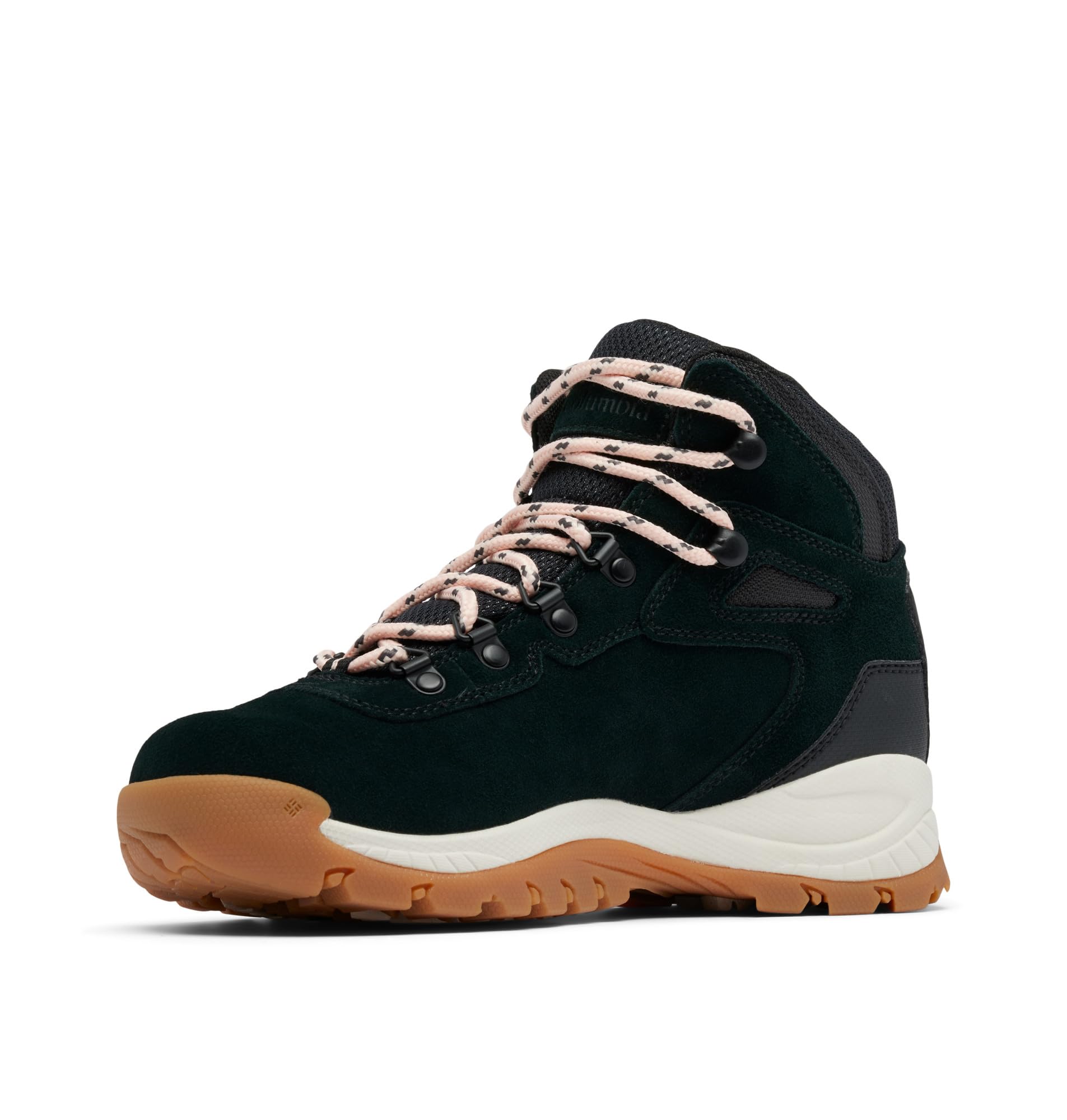 Columbia Womens Newton Ridge Plus Waterproof Amped, Black/Blush Rose, 5.5 Wide