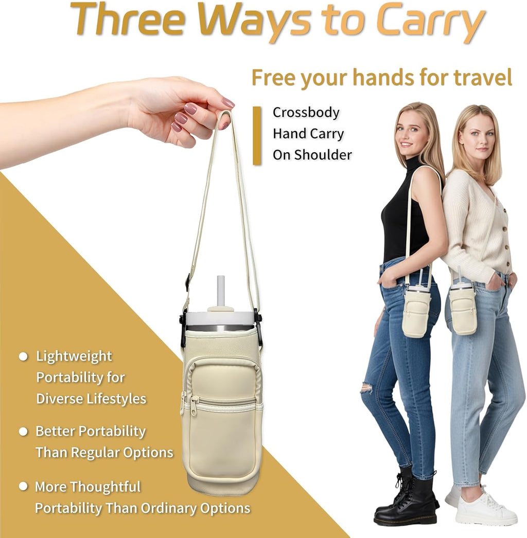 Skiennix Water Bottle Holder - Insulated Crossbody Sling Bag with Phone Pocket for Hiking & Camping