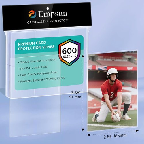 Empsun 600 Count Clear Penny Sleeves - Soft Protectors for Standard Trading Cards, Sports Cards & TCGs