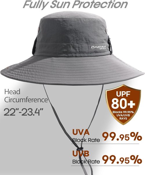 FURTALK Fishing Hat - UPF 80+ Foldable Wide Brim for Outdoor Hiking & Beach Use | Summer Essential