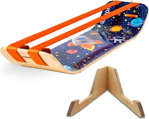 GIBBON SlackBoard Plus & Stand - 2-in-1 Balance Board for Adults - Home Gym Workout Equipment | Wooden Trainer for Yoga, Agility & Core Fitness