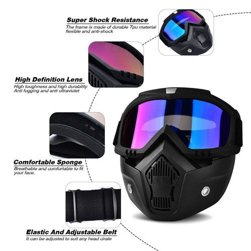 BOLLFO Airsoft Skull Mask Protective Full Face Tactical Mask for CS Airsoft Shooting Halloween Cosplay Cycling Party,Adjustable Windproof Outdoor Anti-Fog Face Mask (Coloful)