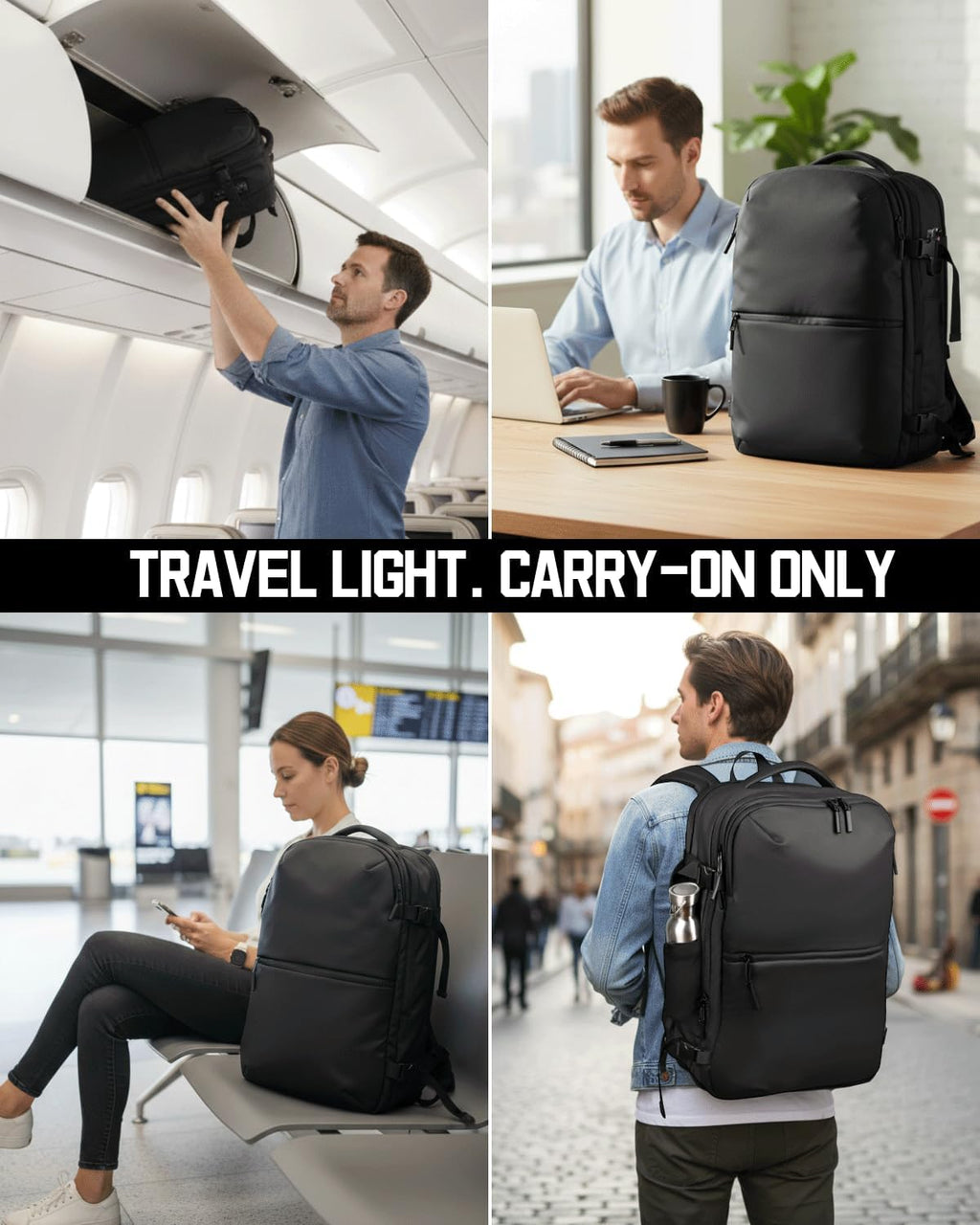 Zurligi Vacuum Backpack - Expandable 30-70L Compression Travel Bag with Pump & USB Charge Port | Black