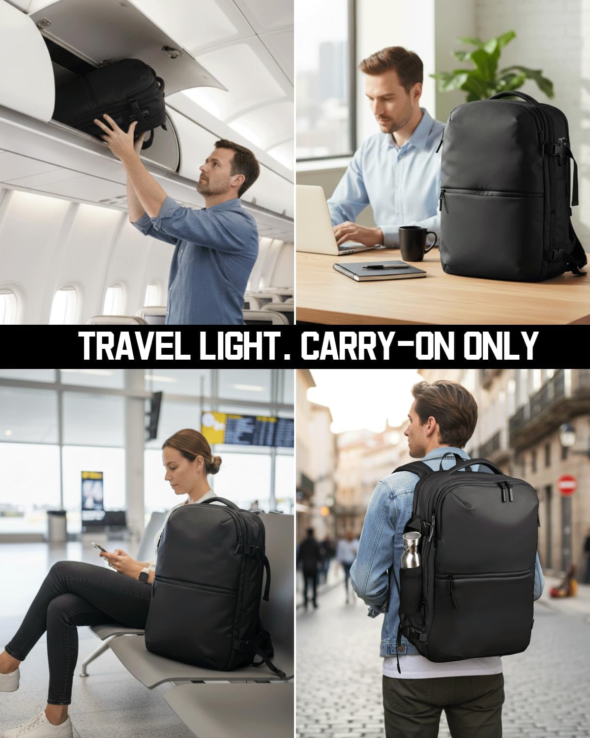 Zurligi Vacuum Backpack - Expandable 30-70L Compression Travel Bag with Pump & USB Charge Port | Black