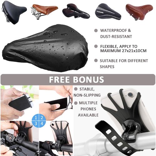 ZCOINS High-Density Bike Cover Waterproof Outdoor for 1 or 2 Bikes, 210D Lightweight Durable Bicycle Cover for Outside Storage, UV Resistant Dustproof Protection for Mountain Road Bike Ebike