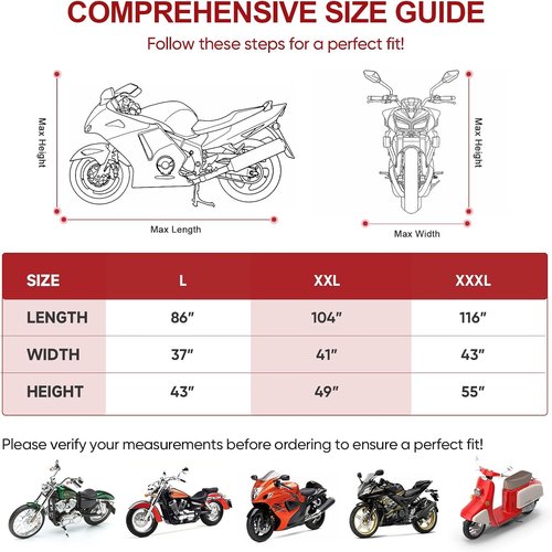 Neverland Motorcycle Cover - Waterproof All-Season Heavy-Duty Protection | Fits Most Bikes Up to 86”