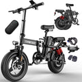 Tomofree Folding Electric Bike - 750W Peak Power, 20-24MPH, 48V 20AH Battery, 14" Fat Tires | 35-75 Miles Range