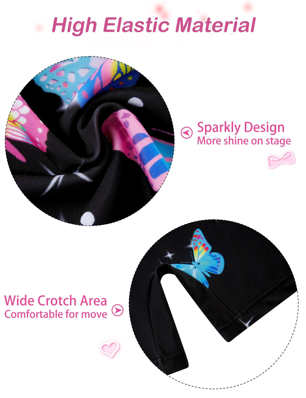 TUONROAD Gymnastics Leotard with Shorts for Girls Biketards with Butterflies 5-6 5/6 Years Old