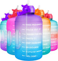 QuiFit 1 Gallon Water Bottle - Leak-Proof With Straw & Motivational Time Marker | BPA-Free, 128oz Capacity