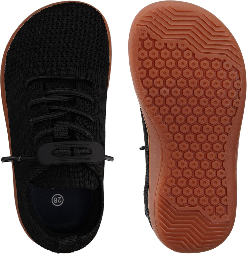 WHITIN Little Kids Wide Toe Box Barefoot Shoes for Boys Girls Size 13 13W Zero Drop Width Minimalist Dress School Sneakers Tennis Walking Running Black 31