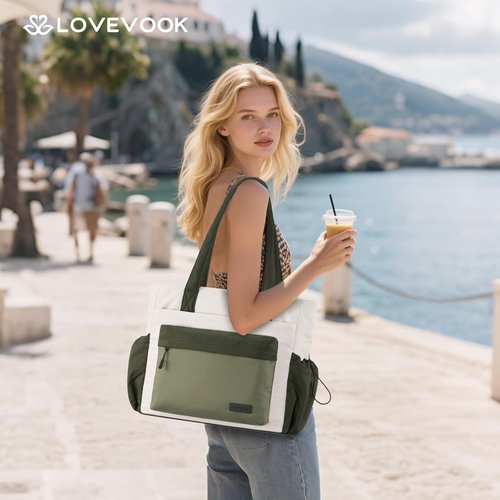 LOVEVOOK Tote Bag - Stylish Puffer Work Tote with Zipper & Compartments | Ideal for Nurses & Teachers
