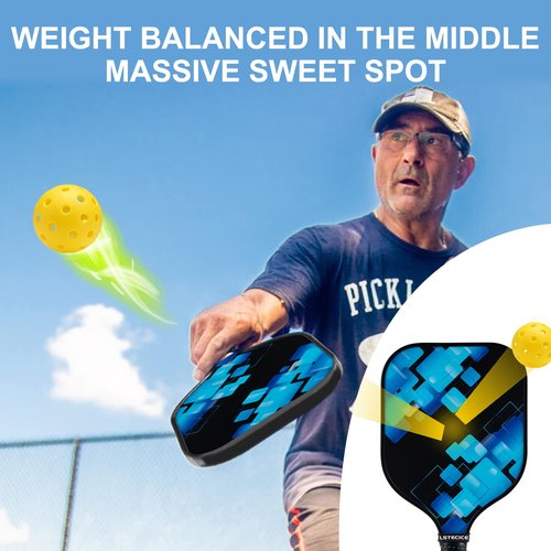 Pickleball Paddles Set of 4 by LSTECICE, Fiberglass Pickleball Paddles with Honeycomb Core, Lightweight Pickleball Set with Balls & Bag for Men, Women & Beginners