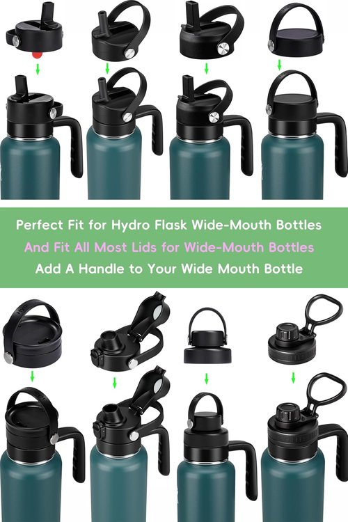 Hydro Flask Replacement Lid - Wide Mouth Water Bottle Cap with Straw | Fits 12-128 oz Sizes
