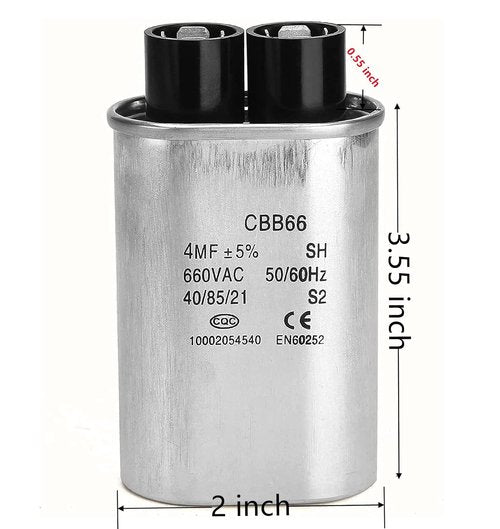 Golf Cart 4uF Capacitor, 4 uF Canister Type Fits E-Z-Go EZGO PowerWise II, Lester Replacement