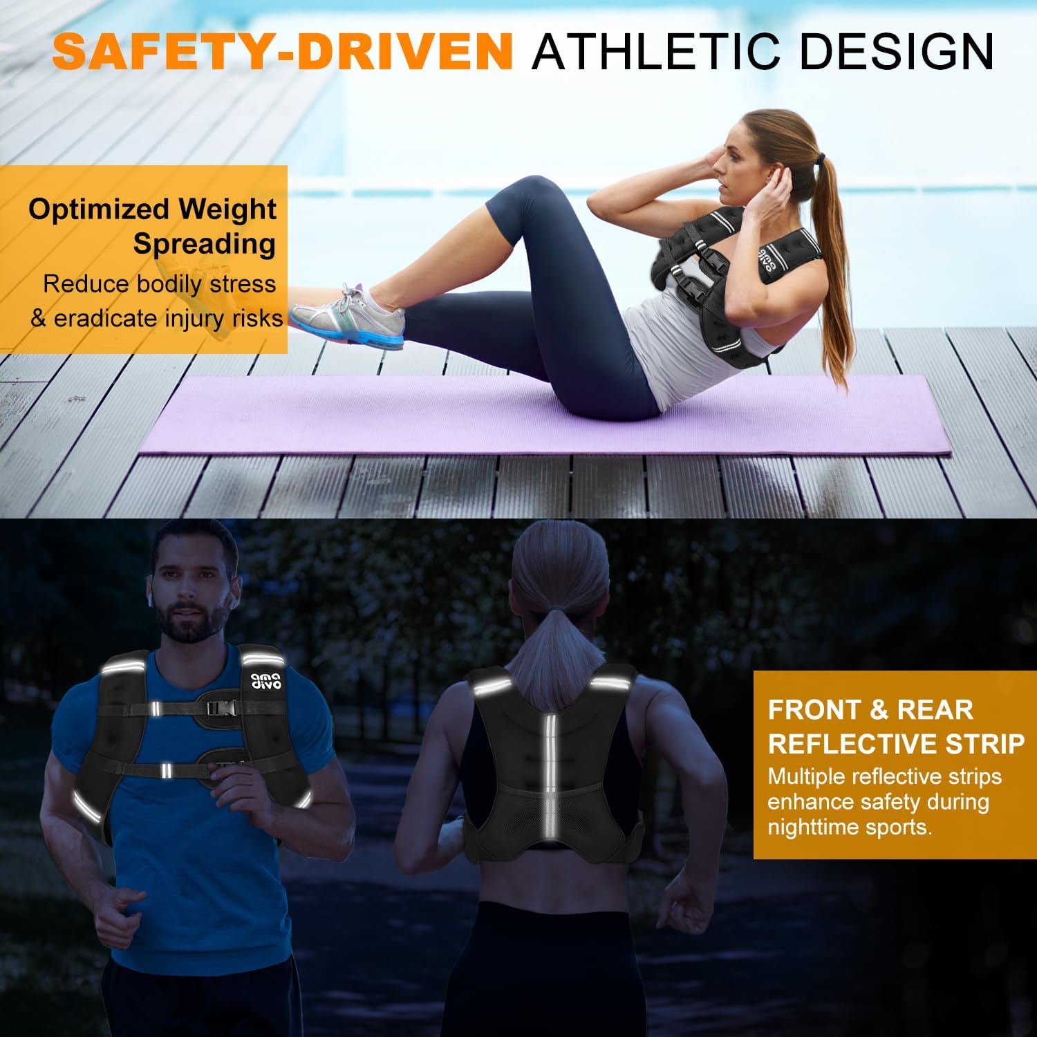 Skiennix Weighted Vest - Reflective Design for Walking, Running & Fitness | Adjustable 20lb, 16lb, 12lb, 8lb