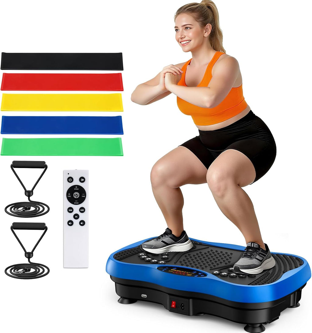 Skiennix Vibration Plate Exercise Machine - 130 Levels for Full Body Workout & Weight Loss | 450 Lbs Capacity with Bluetooth & Resistance Bands