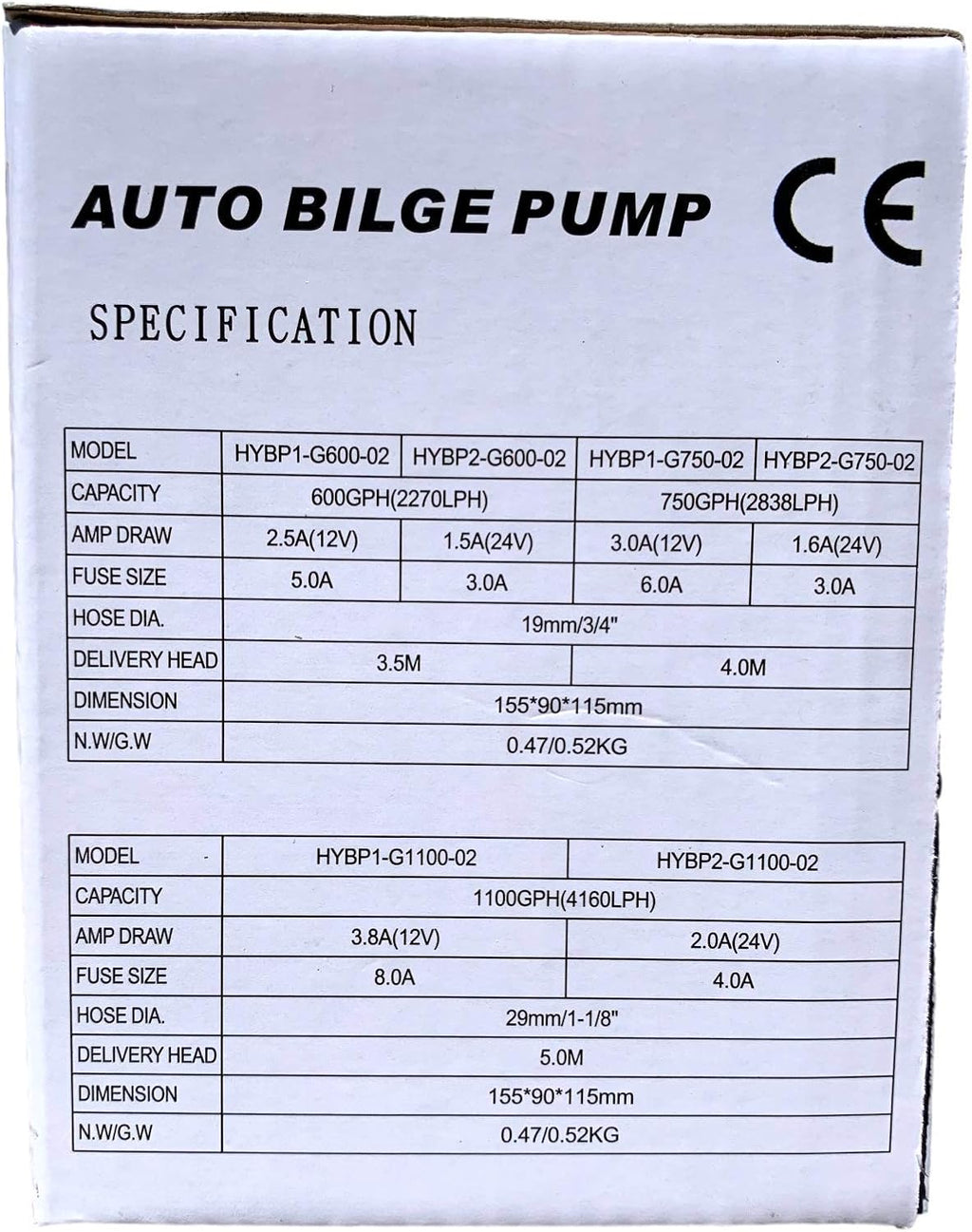 OASIS MARINE 1100 GPH Automatic Bilge Pump - Built-In Float Switch, Quiet Operation, Stainless Steel Shaft