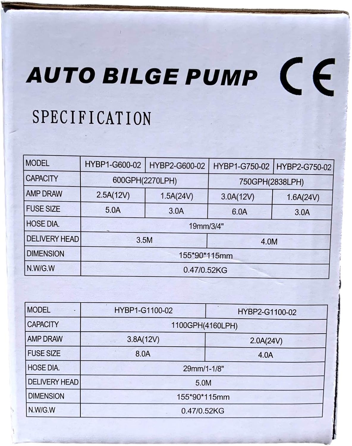 OASIS MARINE 1100 GPH Automatic Bilge Pump - Built-In Float Switch, Quiet Operation, Stainless Steel Shaft