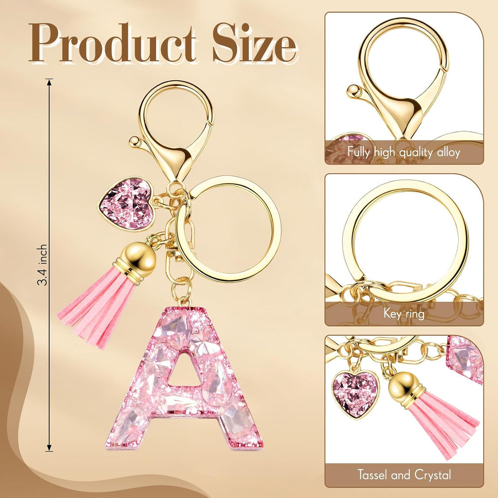 Skiennix Initial Keychain - Stylish Letter Bag Charm with Artificial Diamonds | Cute Handbag Accessory