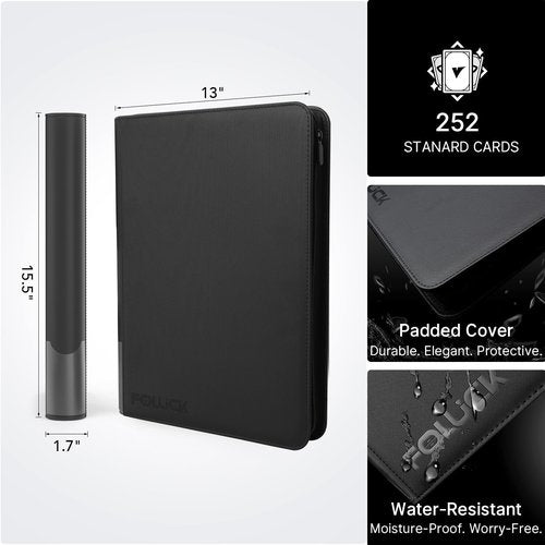 Foluck 9 Pocket Trading Card Binder - Holds 252 Toploaders with 200 Card Sleeves Included | Premium Side-Loading Album