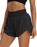 SAFWAK Women's High Waist Athletic Shorts Quick Dry Sporty Workout Running Shorts for Women with Zipper Pocket Black, S