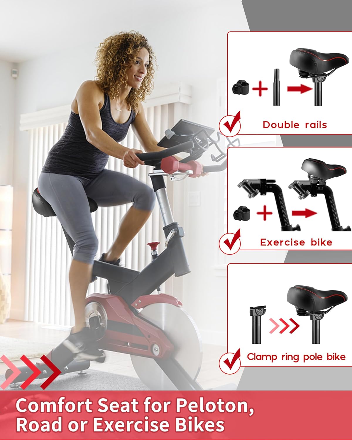 Peloton | Oversized Bike Seat Cushion - Comfort Saddle Replacement for Men & Women | Compatible with Peloton, Road & Exercise Bikes