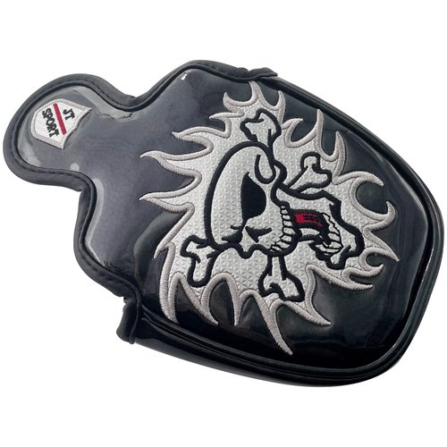 Gbourly Golf Club Skull Mallet Putter Cover Magnetic Closure Heel Shaft PU Leather Putters Headcover, Black