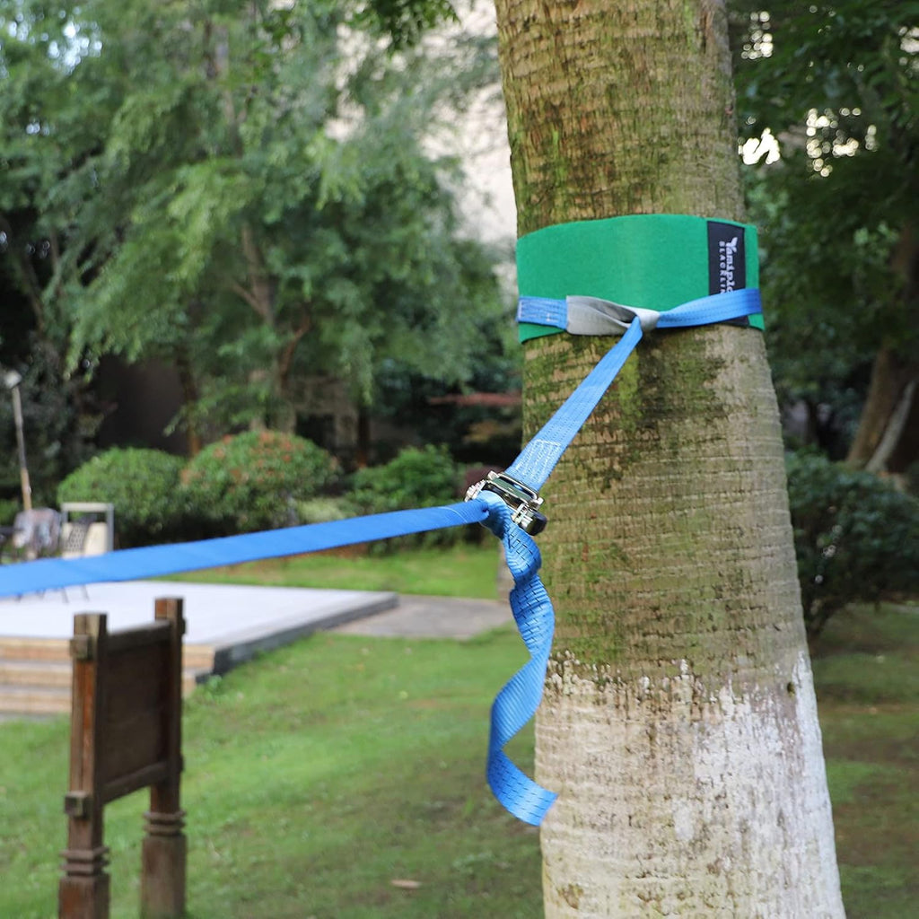 Tree Protector Kit - 60" x 6" Non-Slip Felt Wraps with Anti-Slip Straps | Ideal for Slacklines & Ziplines - Green