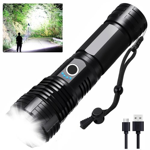 Lylting LED Flashlights High Lumens Rechargeable, 90,000 Lumens Brightest Handheld Flashlight, 5 Modes Powerful Multifunctional Flash Light Waterproof Flashlight for Home Camping