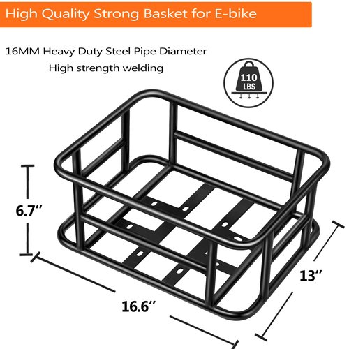 YONTUO Bike Basket Rear with Liner,Large Bicycle Basket with Waterproof Cover,Bicycle Rear Basket with Cargo Net and Elastic Bungee Cord for Electric Bike