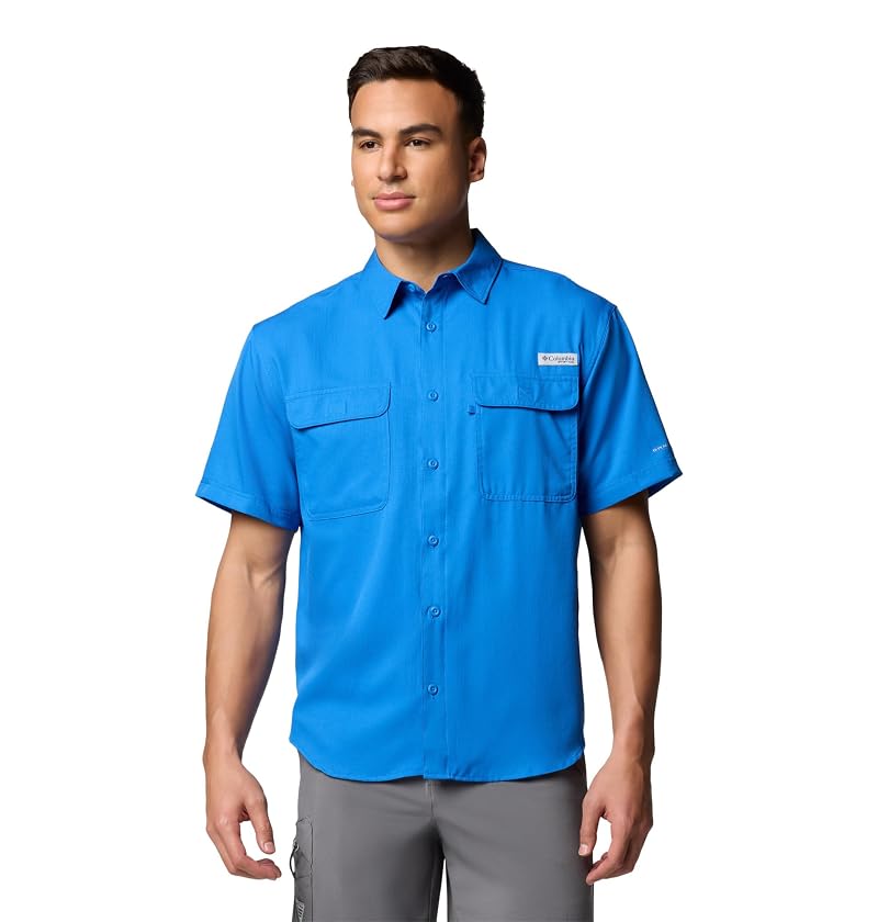 Columbia PFG Backwater Short Sleeve Fishing Shirt - Vivid Blue, Large
