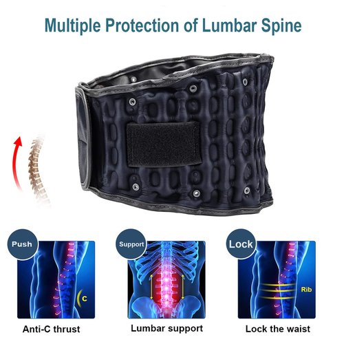 Samflykaka Decompression Back Belt for Pain Relief,Lower Back Traction Device for Women and Men One Size Fits 29-49 inches Waist (Blue)