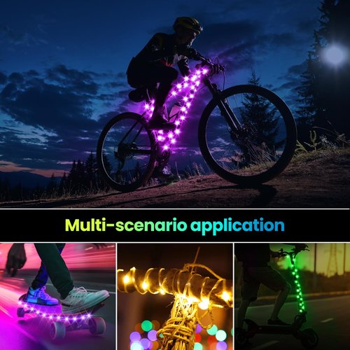 GOSLMYY Bike Frame Light, LED RGB Waterproof Remote Control 16 Color Change Ultra Bright Bicycle Lights Keeps Your Ride Fun and Safe at Night Gifts