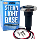 Boat Stern Light Base - Navigation & Anchor Light Socket with Stainless Steel Trim | 2-Pin Plug