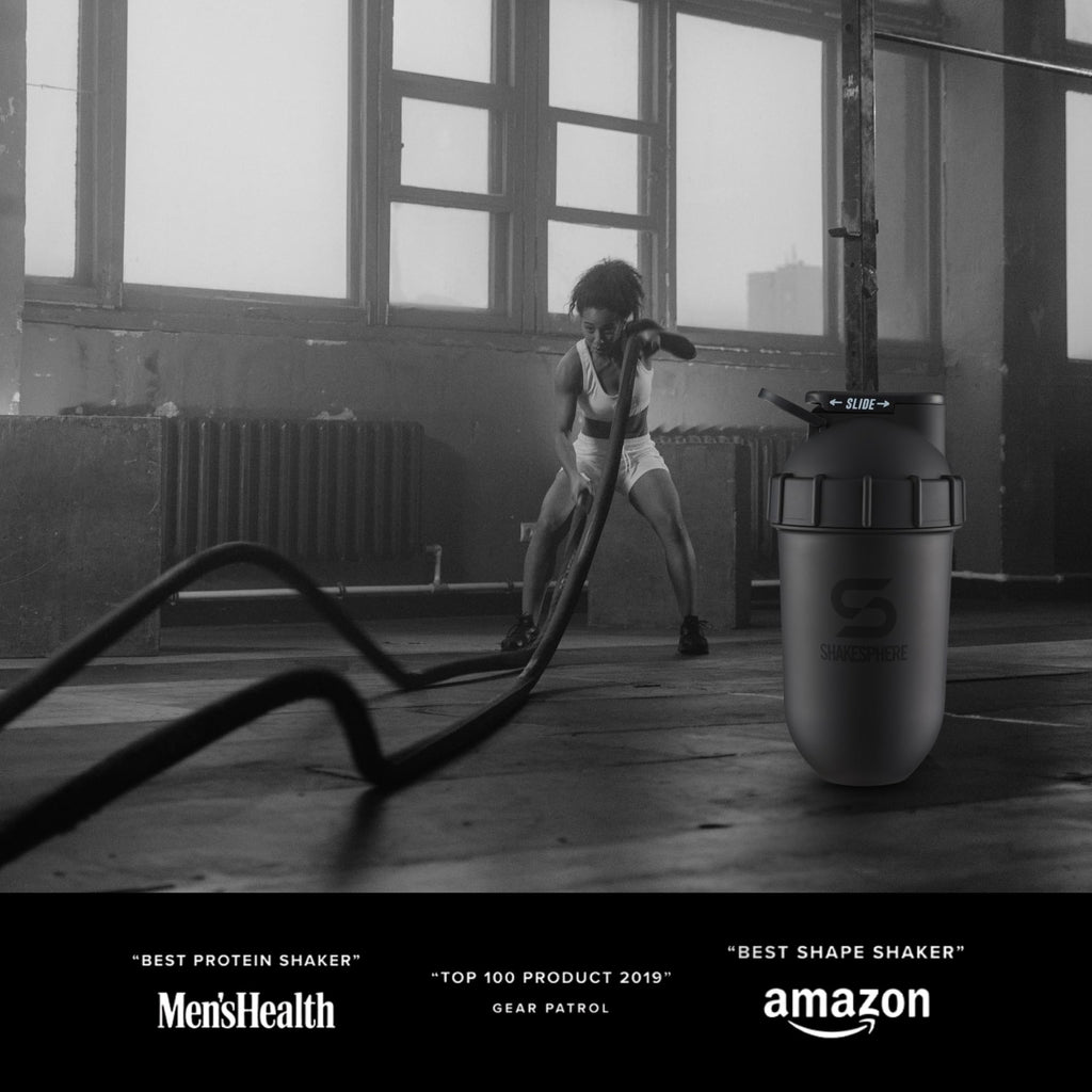 SHAKESPHERE Shaker Bottle - 24oz Leak Proof Protein Shaker Bottle for Pre Workout, Smoothie, and Powder Drink Mixes, No-Blade Mixer for Gym, BPA-Free, Easy Clean & Easy to Carry (Matte Black)