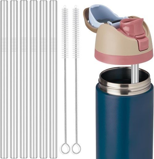 MIMORE Metal Straws for Owala - 6 PCS Stainless Steel Replacement Straws | Reusable & Dishwasher Safe