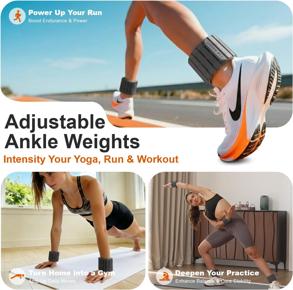 SE7EN Magnetic Ankle Weights - Adjustable 1 lb Set of 2 for Pilates, Yoga, Gym | Silicone Design