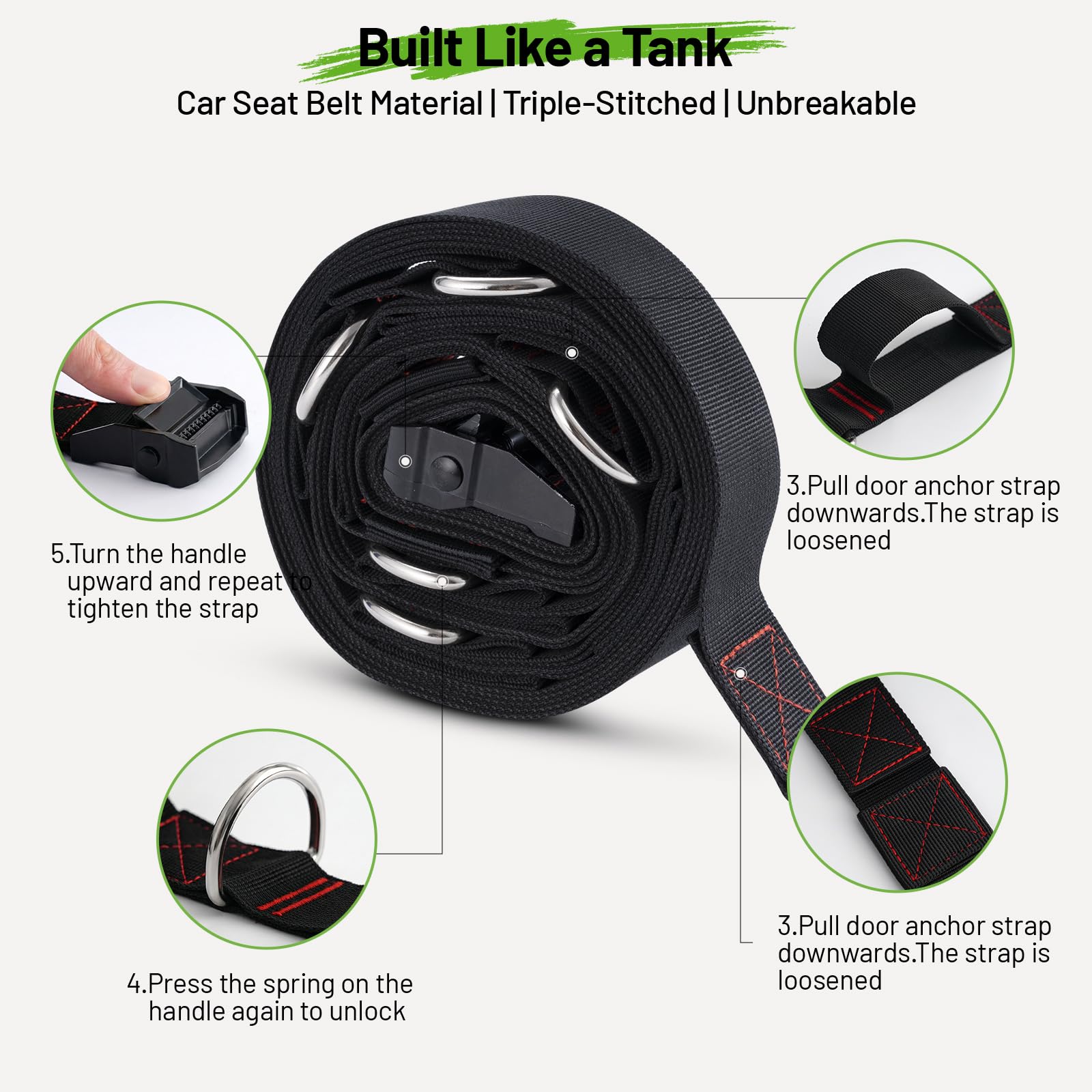 Slim Panda 11-Piece Door Anchor Strap for Resistance Bands