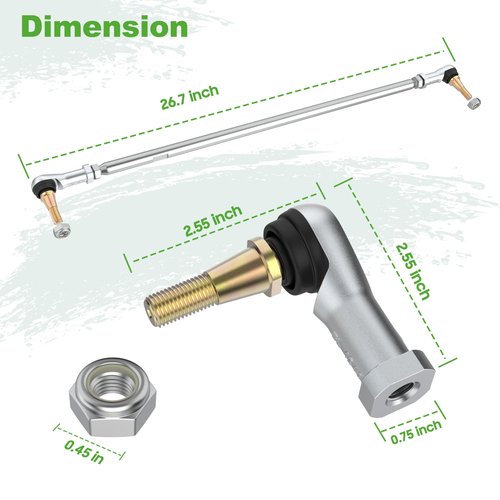 10L0L Golf Cart Tie Rod Assembly, Tie Rod & End (Left & Right) for EZGO TXT 2001-up, Shuttle Workhorse & ST Series PDS G & E, OEM 70876-G02 70902-G01 70902-G02 01069-G01 01069-G02