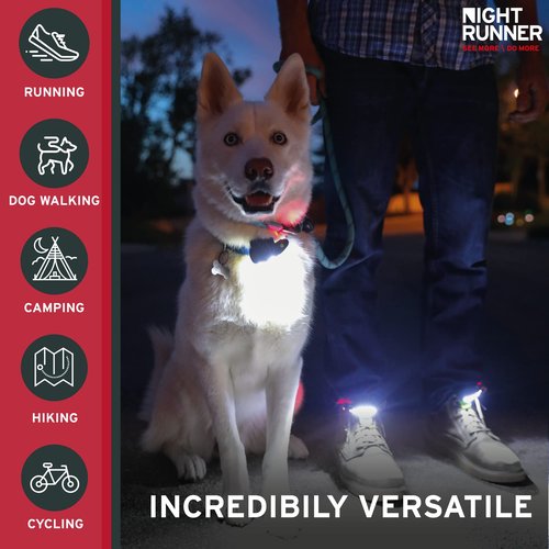 Night Runner 270 Night Tech Gear Shoe Lights - for Runners, Dog Walking, Hiking & More - Safety Running Gear for High Visibility - Rechargeable Battery & Waterproof Light - Hands Free LED - Green