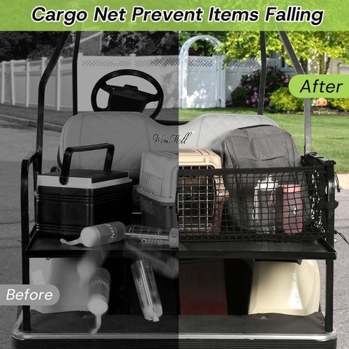 WEIMELL 4 Passenger Golf Cart Cargo Net for Club Car EZGO Yamaha Adjustable Elastic Storage Net Black Washable Grocery Shopping Bag