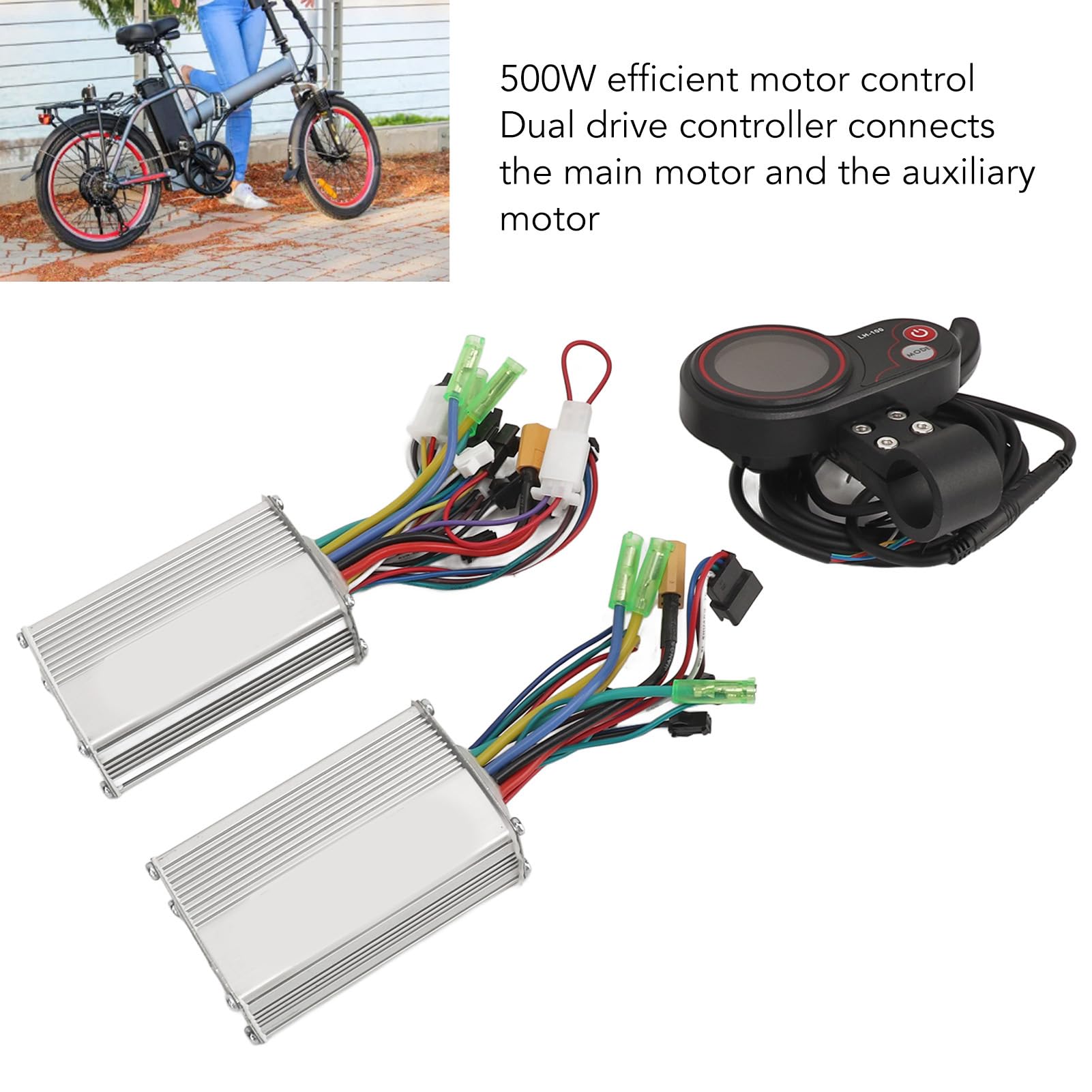SPYMINNPOO Brushless Motor Controller Kit, 500W for Electric Scooter 24V/36V/48V, LCD Display, Dual Drive System