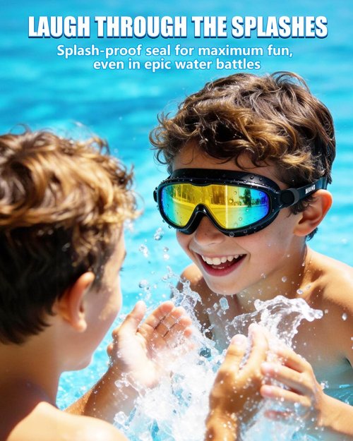 Aegend Swim Goggles for Kids 3-14 - 2 Pack Wide Frame, Anti-Fog & UV Protection for Clear Vision