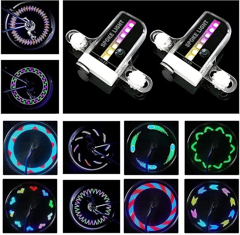 Waterproof LED Bike Wheel Lights (2 Pack) 25 Pattern Spoke Lights for Night Riding