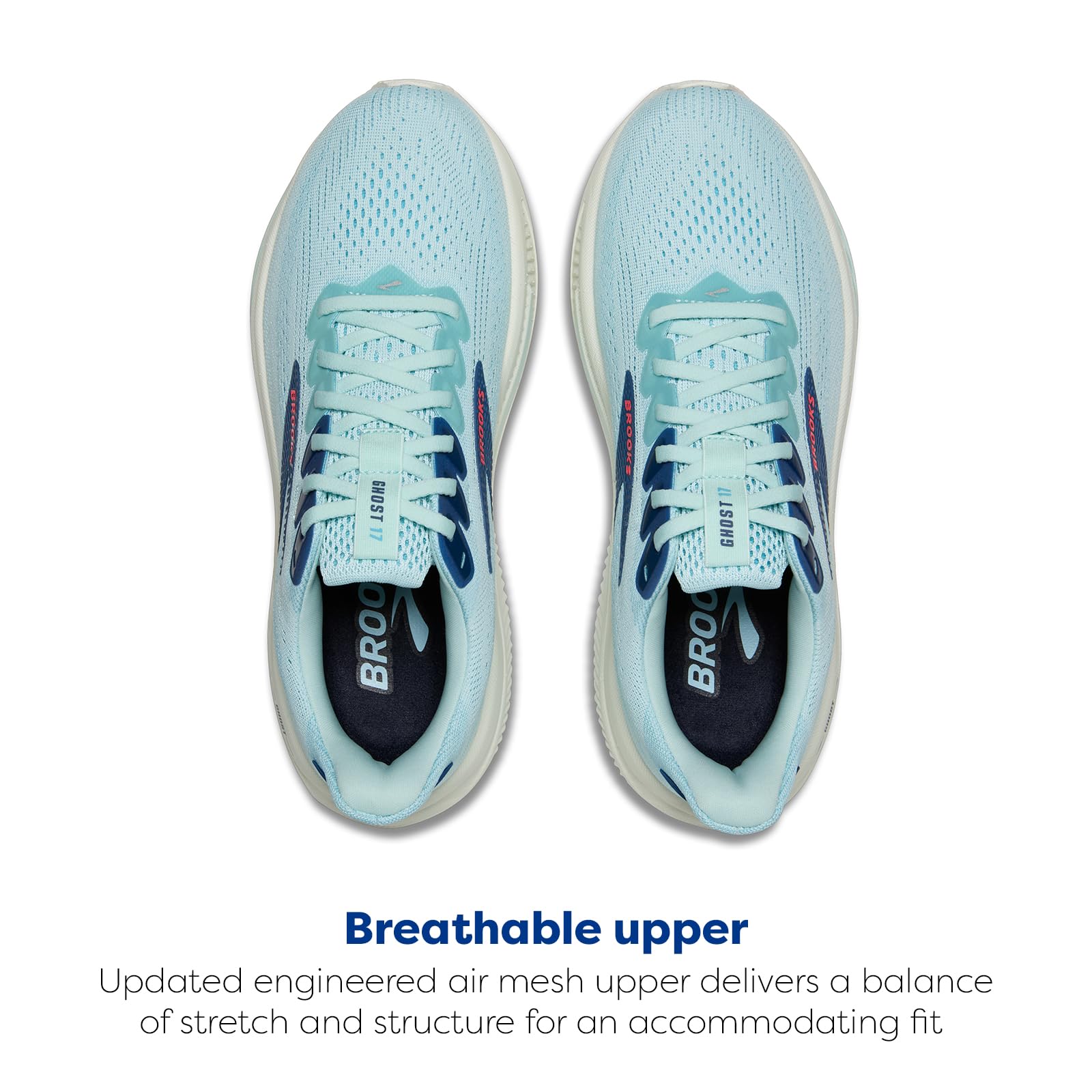 Brooks Women’s Ghost 17 Neutral Running Shoe - Clearwater/Navy Peony - 9.5 Medium
