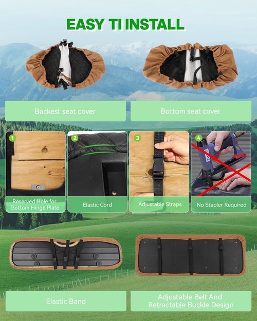 SCITOO Golf Cart Seat Cover for Club Car, EZGO, Yamaha Rear Seat Soft Comfortable Seat Cover, Easy to Install