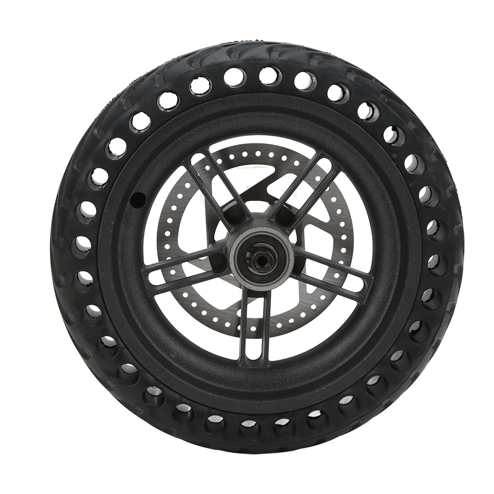 POENVFPO Electric Scooter Rear Tire, 8.5 Inch Rear Solid Tire Wheel Hub 110mm Brake Disk Electric Scooter Upgrade Parts Assembly Set