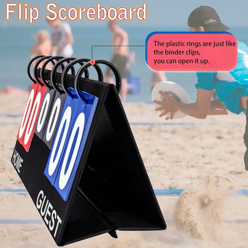 Flip Scoreboard - Portable Tabletop Score Keeper for Football, Basketball, Tennis | 6-Digit Outdoor Scoreboard